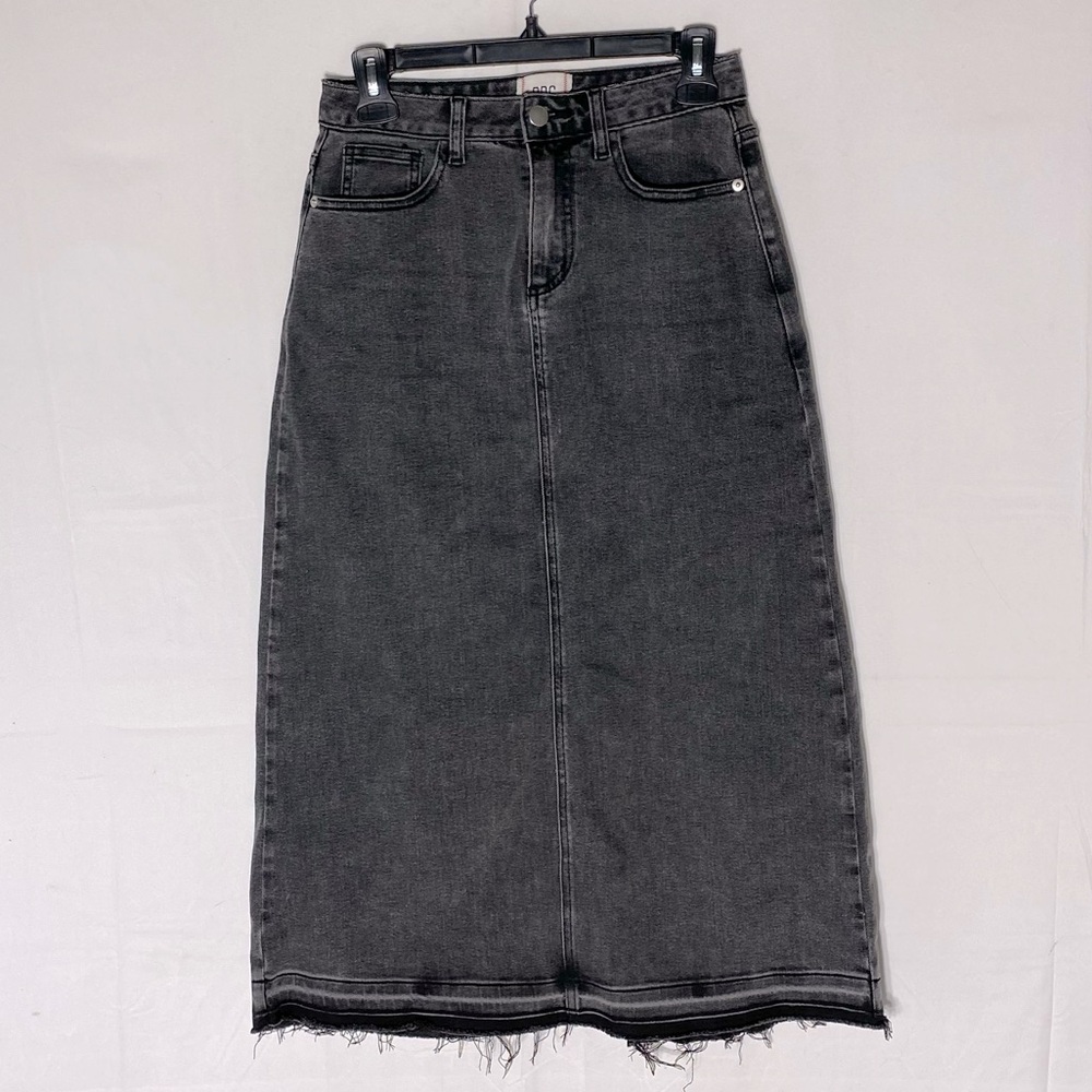 Urban Outfitters BDG Grey Denim Raw Hem Maxi Skirt XS Western Boho Cottagecore